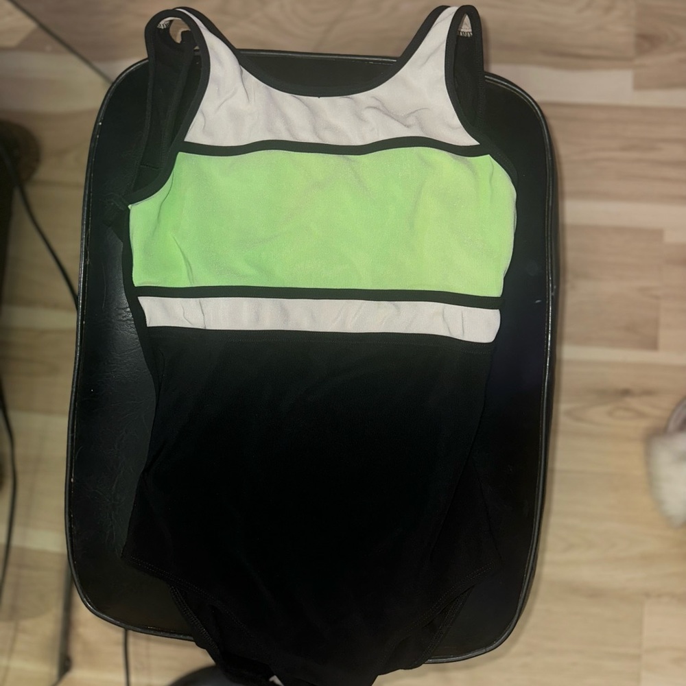 one piece swimsuit vintage 90s color block green black white